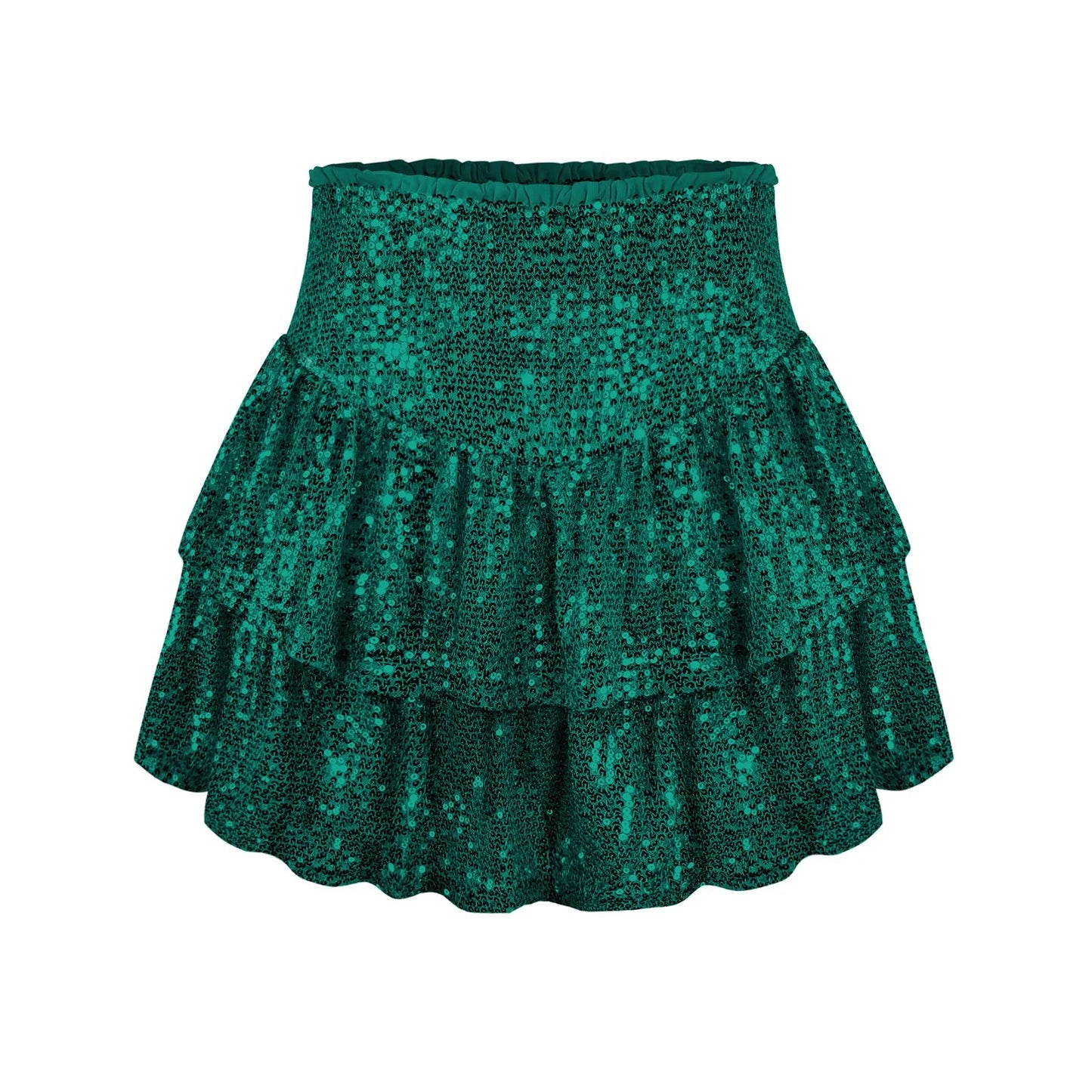 2024 Fashion Party Evening Clothes for Women Summer Sexy Elastic High Waist Sequin Mini Pleated Skirts Streetwear Short Dress