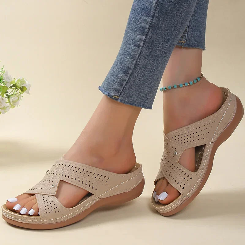 Sandals Women Summer Shoes Women Elegant Low Heels Sandals Summer Slippers Zapatos Mujer Wedge Heeled Sandals Female 2024