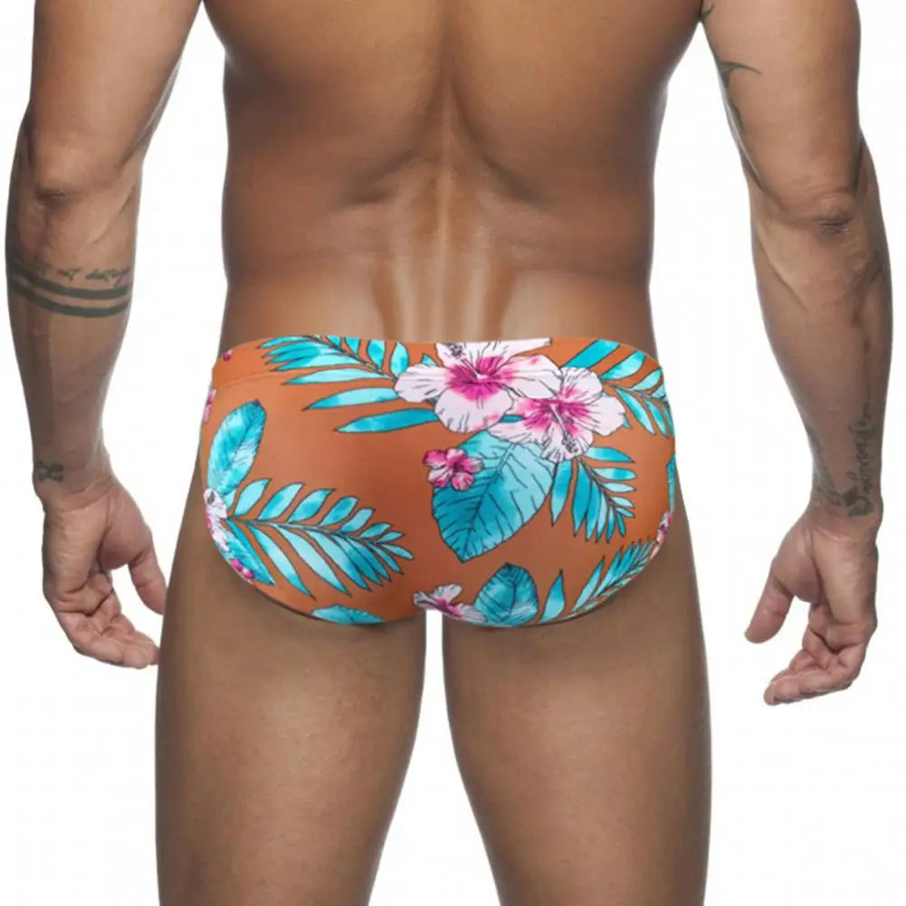 Sexy Floral Print Swimwear Men Beach Shorts Board Surfing Shorts Swimming Trunks Push Up Pad Men Swimsuits Sunga Bathing Suits