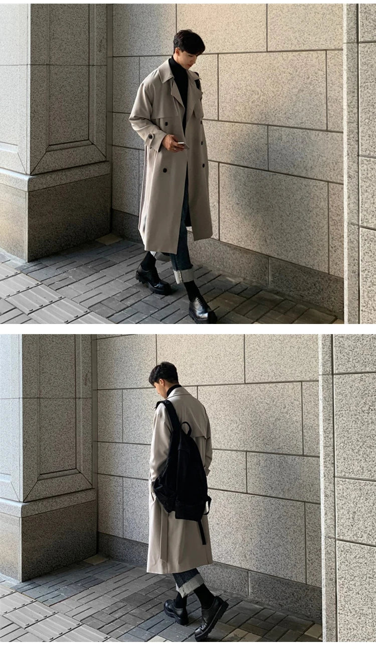 トレンチコート メンズ 新作 ロングトレンチ 韓国 メンズファッション オーバーコート 男性 ウィンドブレーカー ストリートウェア メンズコート アウターウェア 衣類