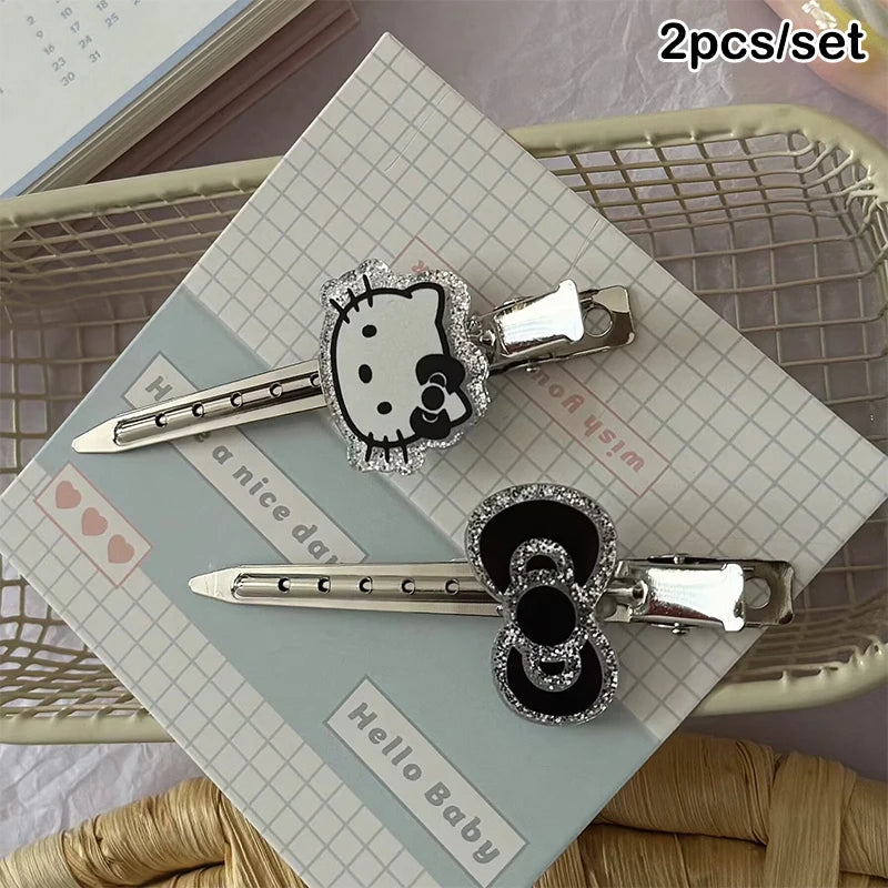 2/3/7pc Sanrio Hello Kitty Hairpin Pin Anime Cartoon Kuromi Cinnamoroll My Melody Barrettes Kawaii Hair Accessories Holiday Gift