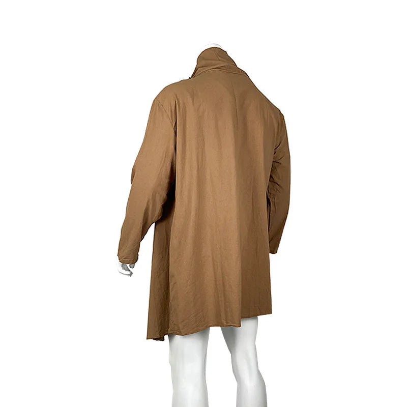 Men's Cotton Linen Cloak Long Irregular Cape Autumn New Long Sleeve Coat