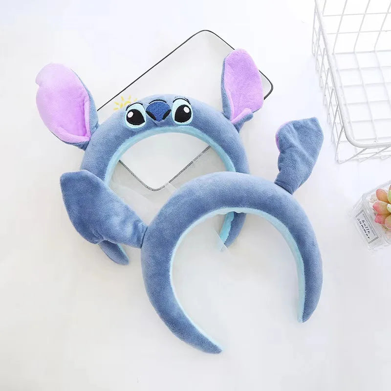 1pc Kawaii Stich Funny Headband Kuromi Melody Cinnamoroll Cute Cartoon Plush Hair Accessories for Girl Women Wash Face Hair Band