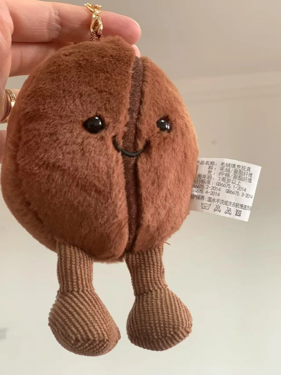 Jellycat コーヒー豆バッグペンダント 漫画ぬいぐるみ 笑顔のコーヒーフードぬいぐるみ かわいいキーチェーン ソフトドール 誕生日プレゼント 女の子