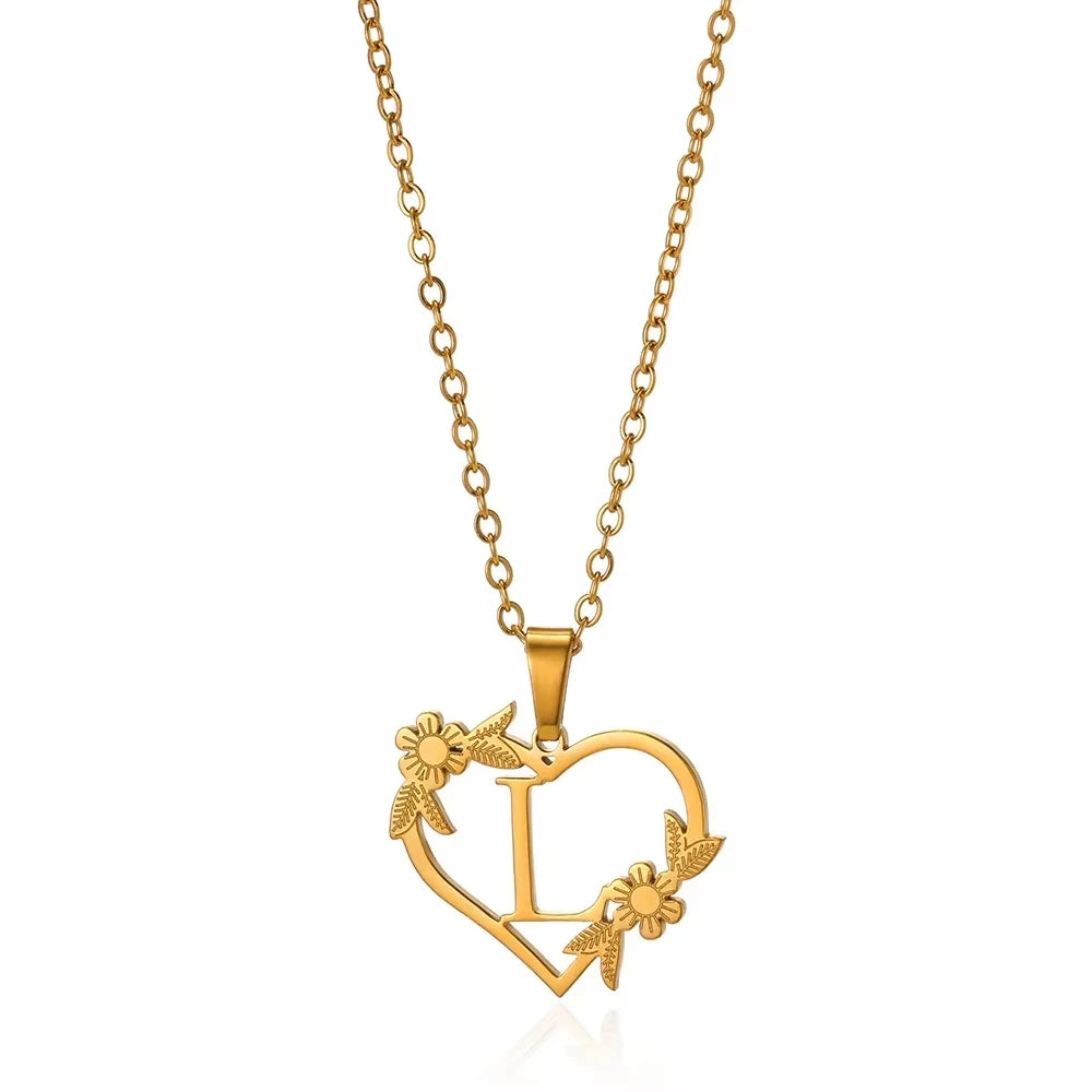Initial Letter Stainless Steel Pendant Necklace for Women Fashion Gold Color Chain A-Z Alphabet Clavicle Necklaces Jewelry Gift