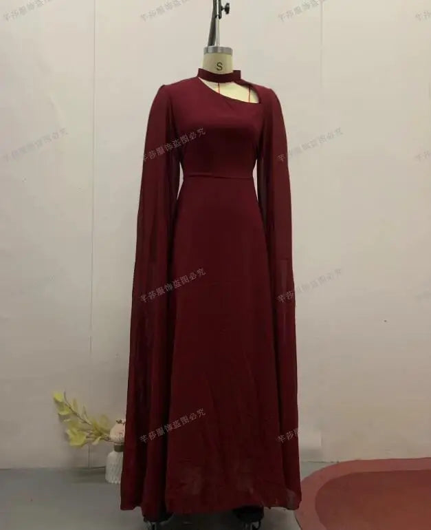 Party Dresses Women Long Dress Round Collar Solid Color Lace Up Tight Waist A Line 2025 Female Vestidos Temperament Maxi Gown