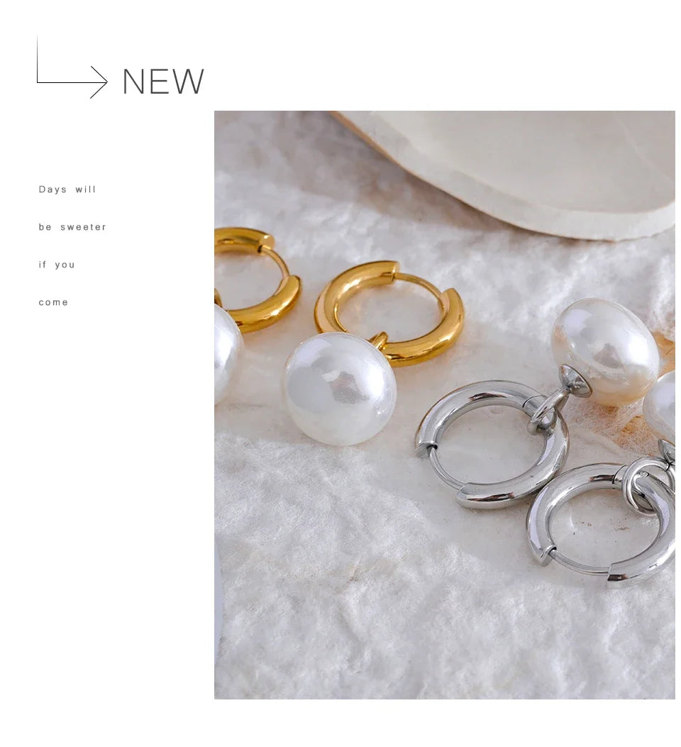 High Quality Imitation Pearl Pendant Alloy Gold Korean Earrings Ornaments Fashion Jewelry Women Gift