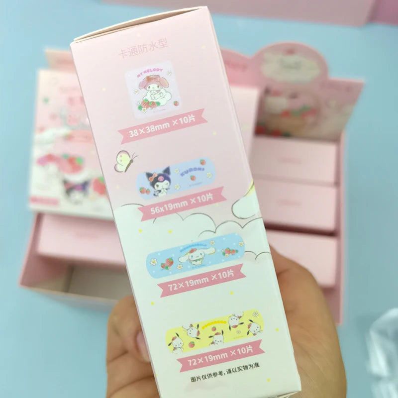 Hello Kitty Kuromi Cinnamoroll Plaster 40Pcs Waterproof Adorable Cute Band Aid for Kids Wound Care Kawaii Cartoon Design
