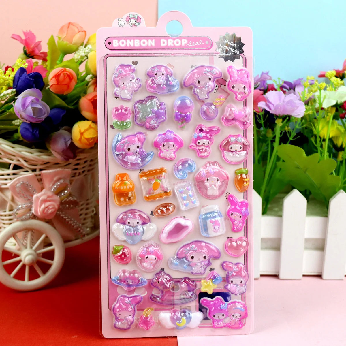 Cartoon Sanrio Hello Kitty Kuromi 3D Transparent Jelly Sticker Crystal Decorative Sticker Children DIY Phone Casesdiy Stationery