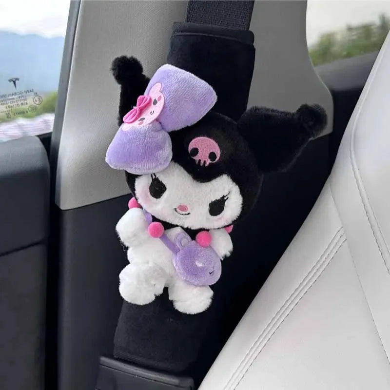 Car Seat Belt Cover Sanrios HelloKittys Cinnamoroll Kuromi My Melody Anime Cartoon Auto Decorate Shoulder Protectors