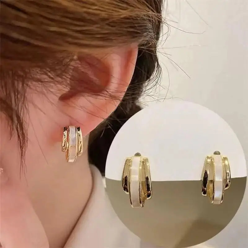 925 Silver Needle Korean Fashion Leaf Flower Earrings For Women Metal Earings Jewelry 2025 Trending Women's Gold Color Earrings