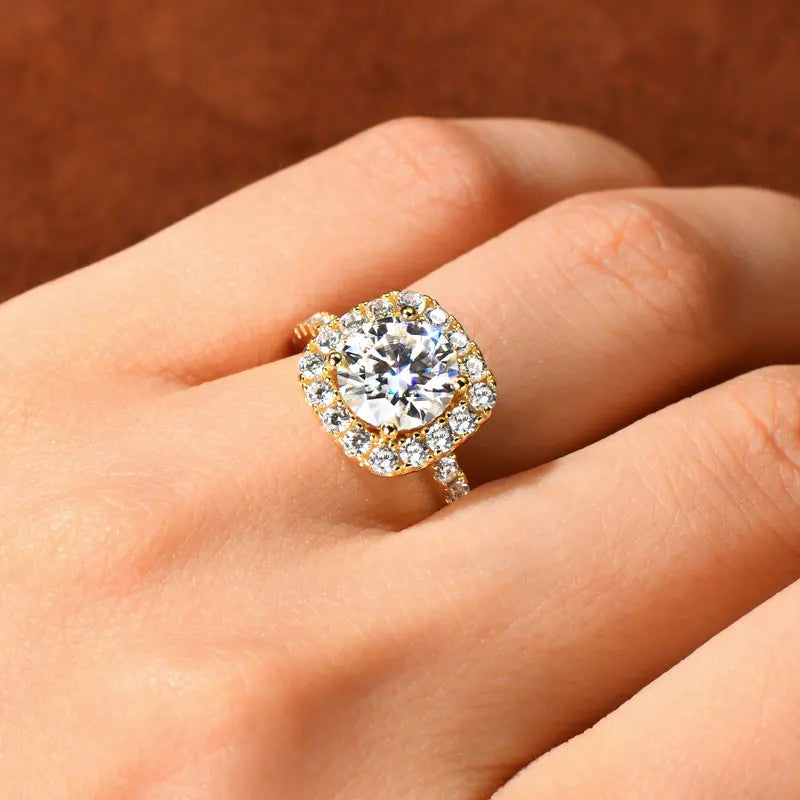 OXTAO 2.0ct D Color Big Moissanite Diamond Wedding Halo Rings for Women 925 Sterling Silver Wedding Luxury Fine Jewelry Gifts