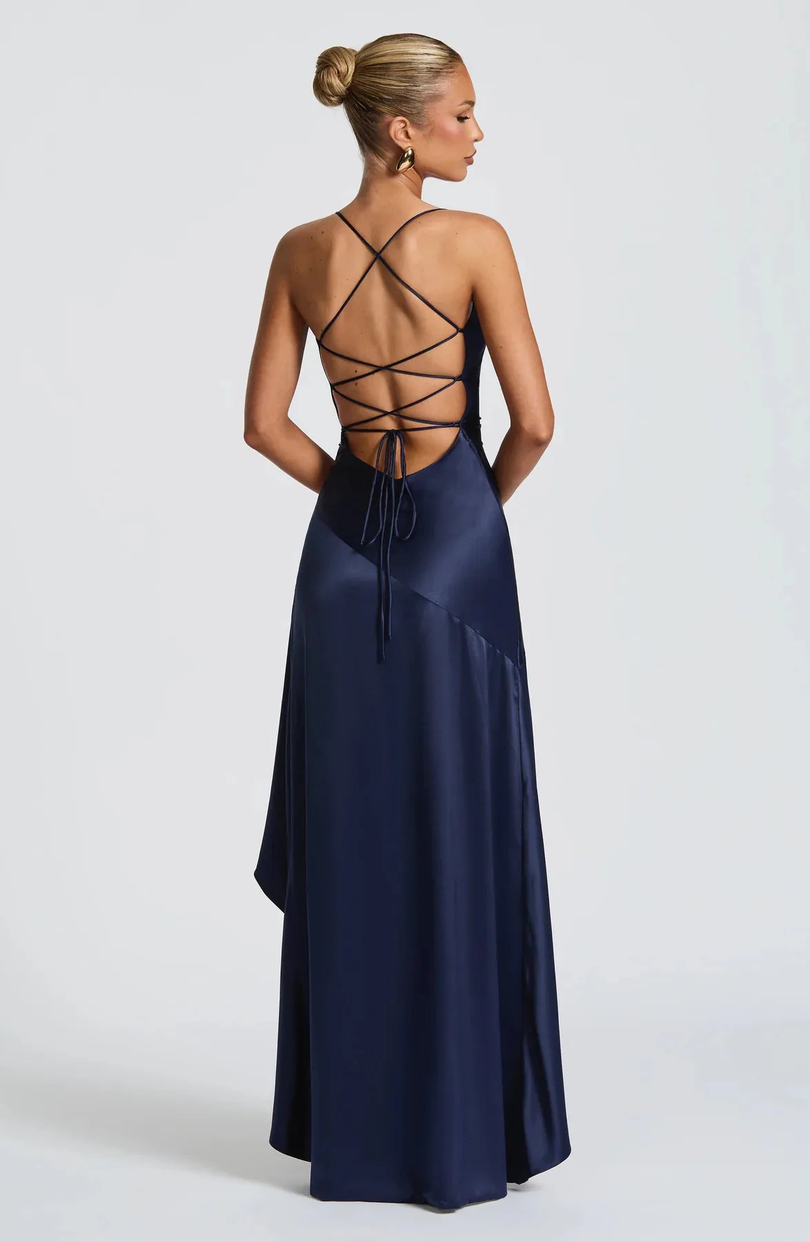 Articat Elegant Spaghetti Strap Satin Split Maxi Dress Women Sexy Backless Bodycon Party Evening Dress Summer Holiday Beachwear