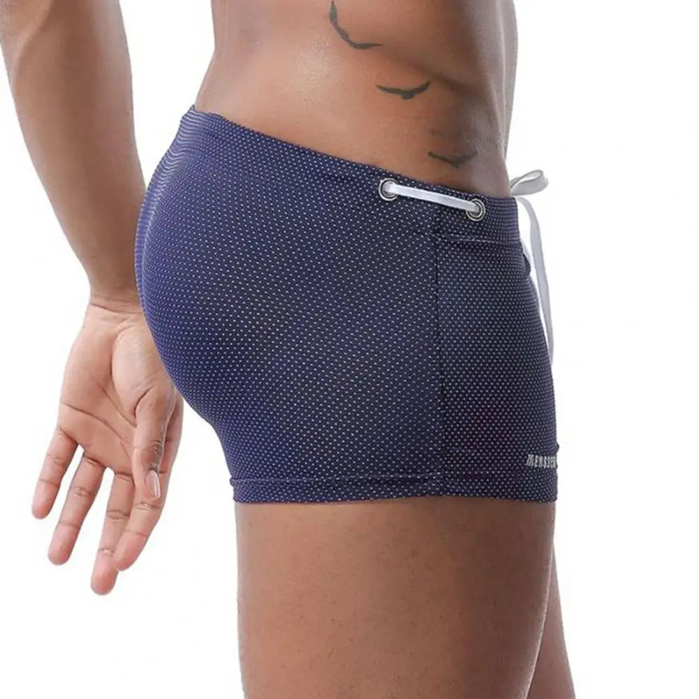 Summer Men Swim Shorts Low-rise Swimwear Beach Tight Swimming Trunks With Waist Tie Swimsuit Sports Surf Shorts Trunks 남자 수영복