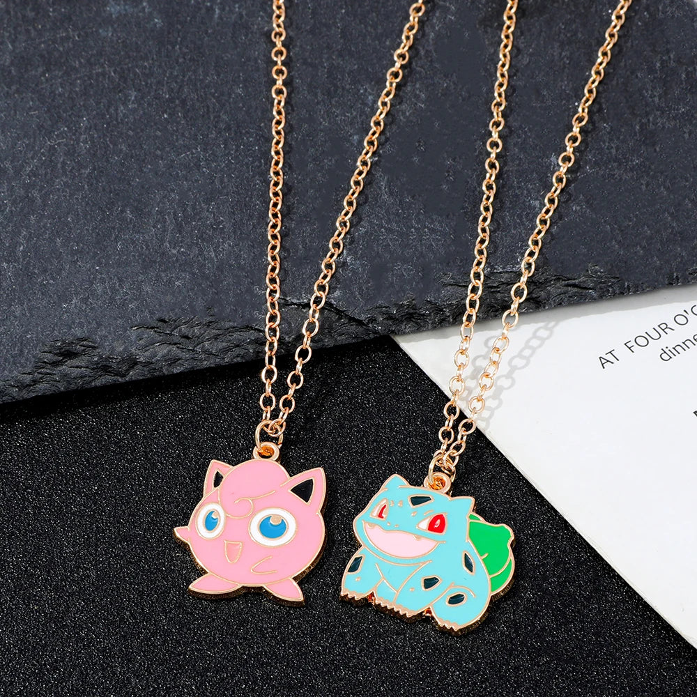 Anime Characters Pokémon Necklace Jigglypuff Pendant Neck Chain Girl Accessories Cartoon Squirtle Boy Girl Necklace
