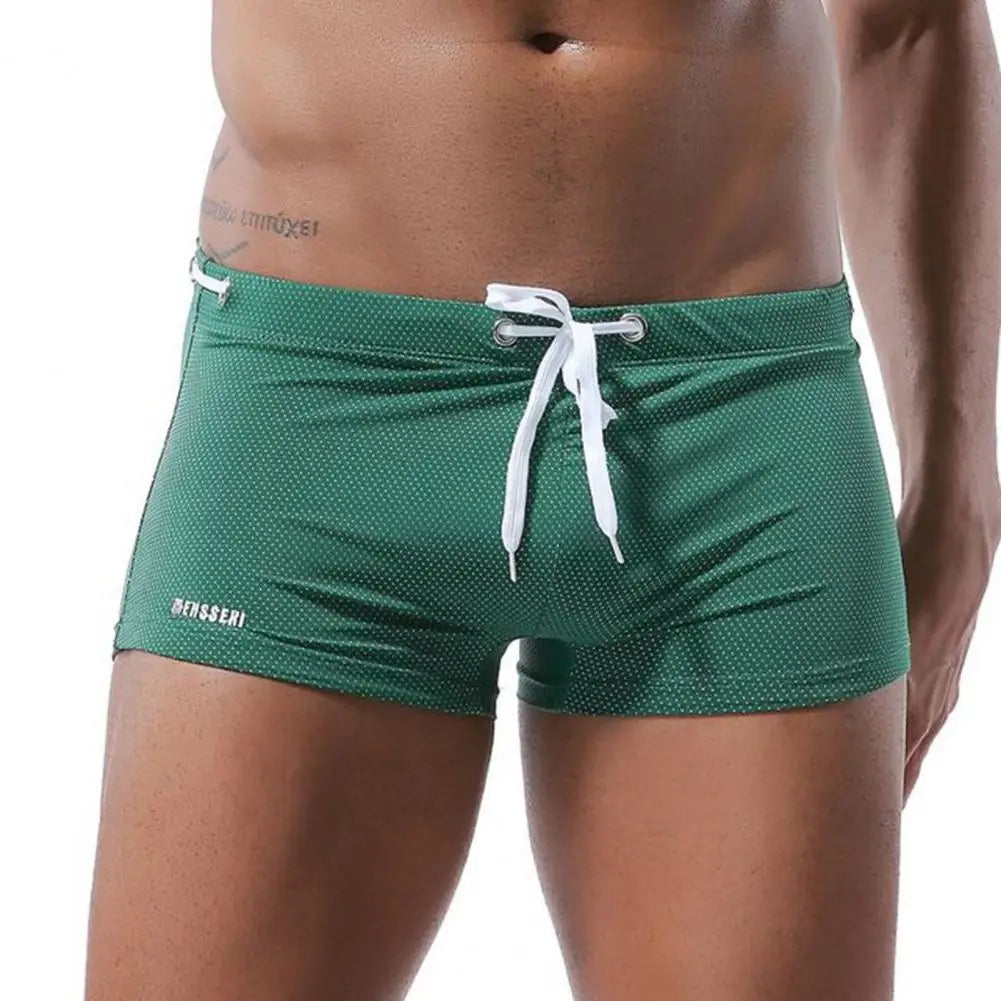 Summer Men Swim Shorts Low-rise Swimwear Beach Tight Swimming Trunks With Waist Tie Swimsuit Sports Surf Shorts Trunks 남자 수영복
