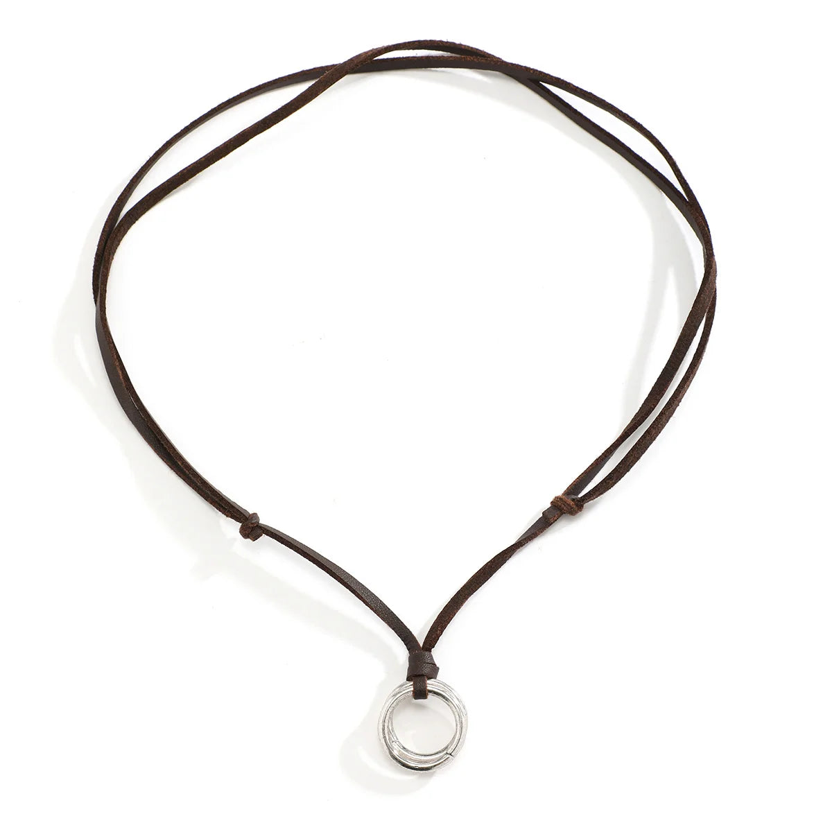 Adjustable Long Rope Chain with Circle Ring Pendant Necklace Men Vintage Jewelry on the Neck Accessories 2023 Fashion Male Gifts