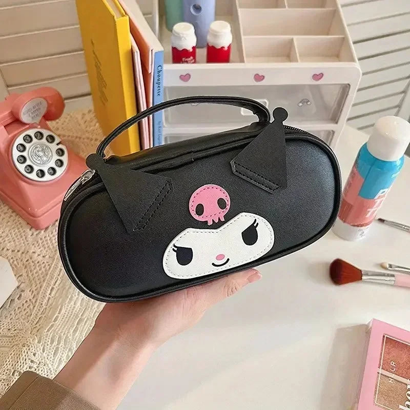 Sanrio Kuromi Large Capacity Pencil Case Cartoon Student Portable PU Pen Bag school Stationery My Melody Supplies Storage Bag