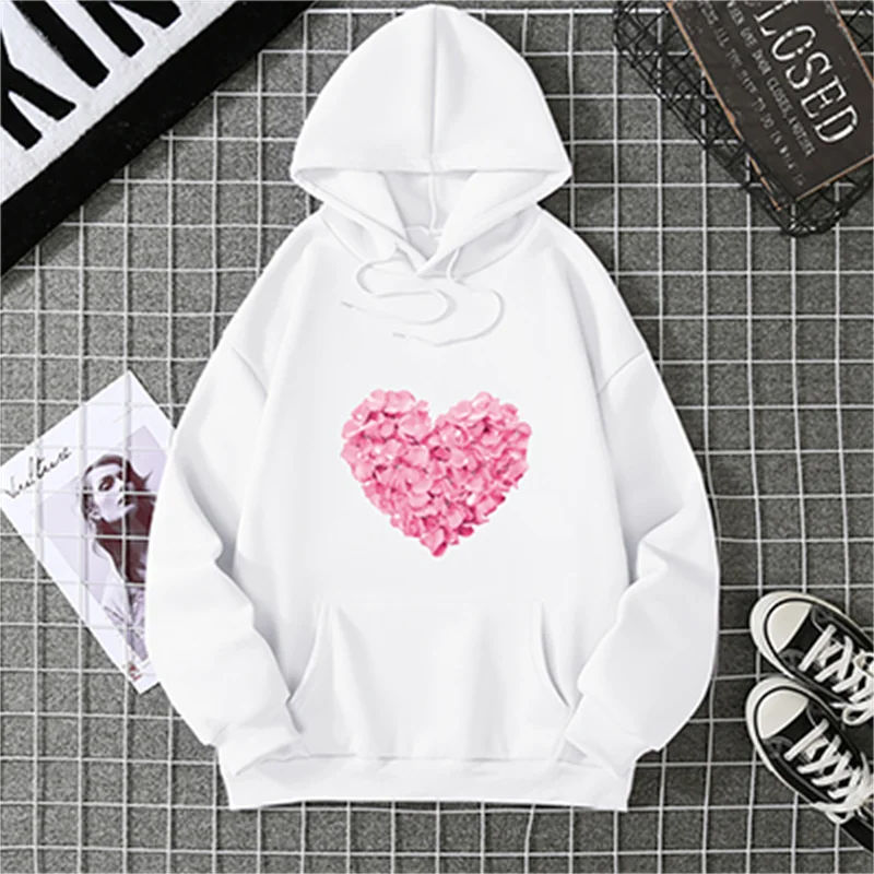 2025 Heart Shape Print Graphic Hoodies Cute Clothing Fashion Loose Pullover Sweatshirt Casual Girl Hoody Tops CYXX281