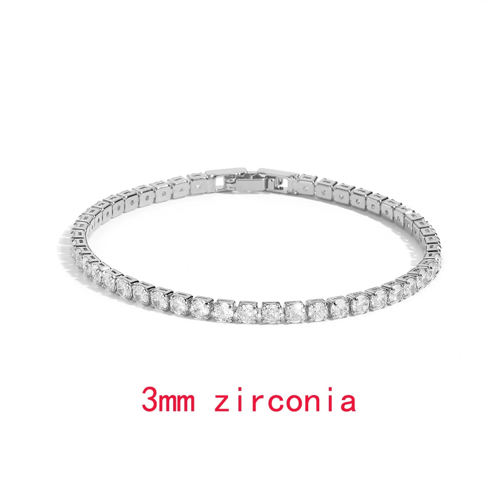 Iced Out Tennis Chain Necklaces Female Gold Color 18K Gold Plated Neck Chain For Women Fashion Jewelry Gift Chocker 2024