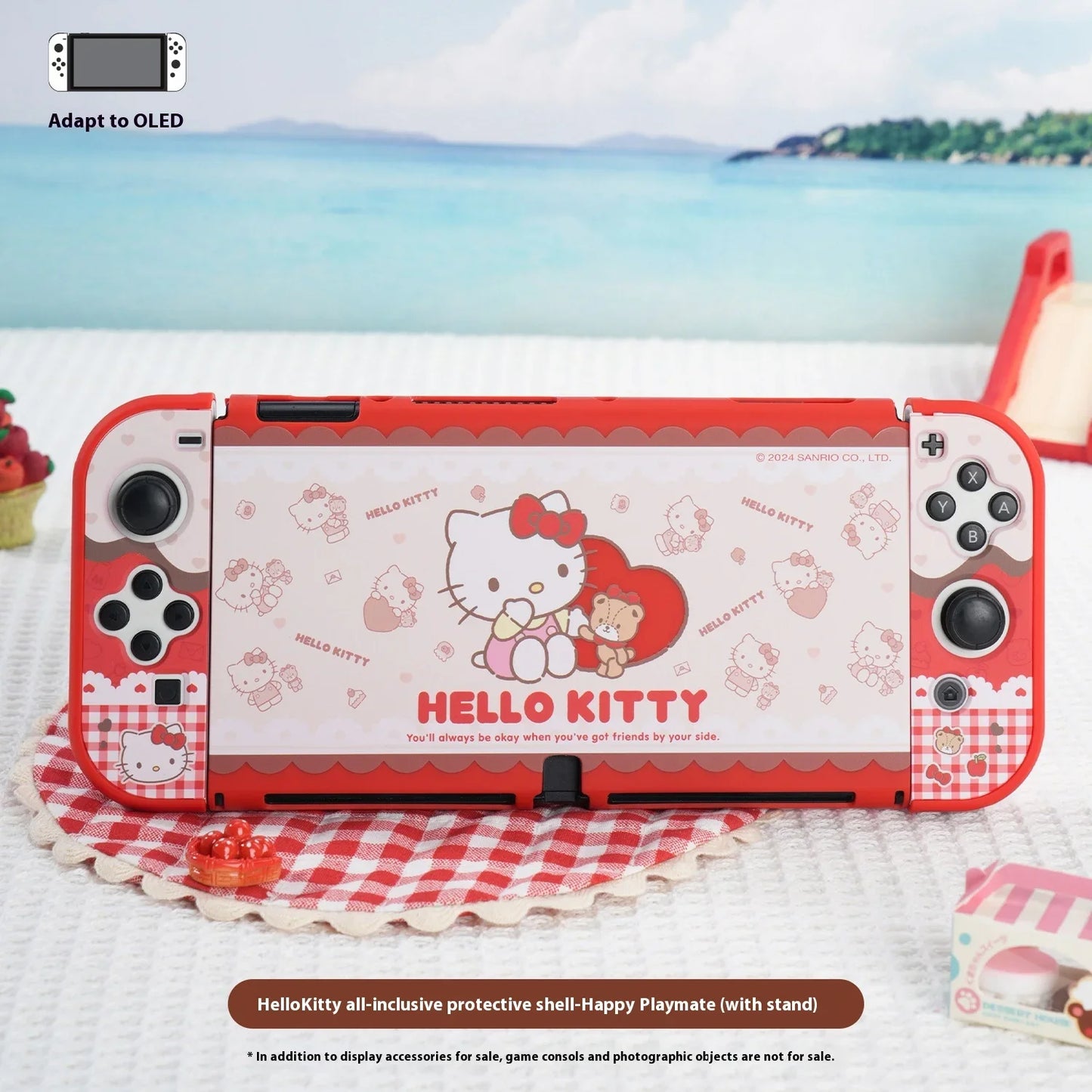 Sanrio Figure Hello Kitty Switch Ns/Oled Protective Case Hard Shell Protective Cover Plug Base Cute Peripheries Game Accessories