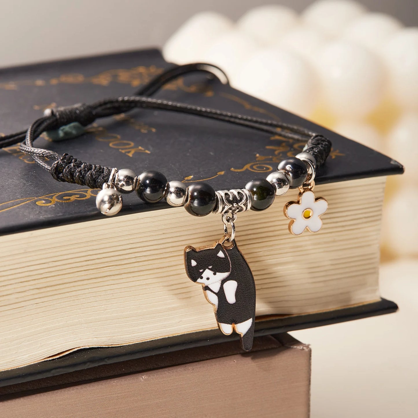 Cartoon Enamel Animal Cat Flower Bracelet for Girl Kids Women Charm Pet Pendant Strap Rope Bracelets Handmade Friendship Jewelry