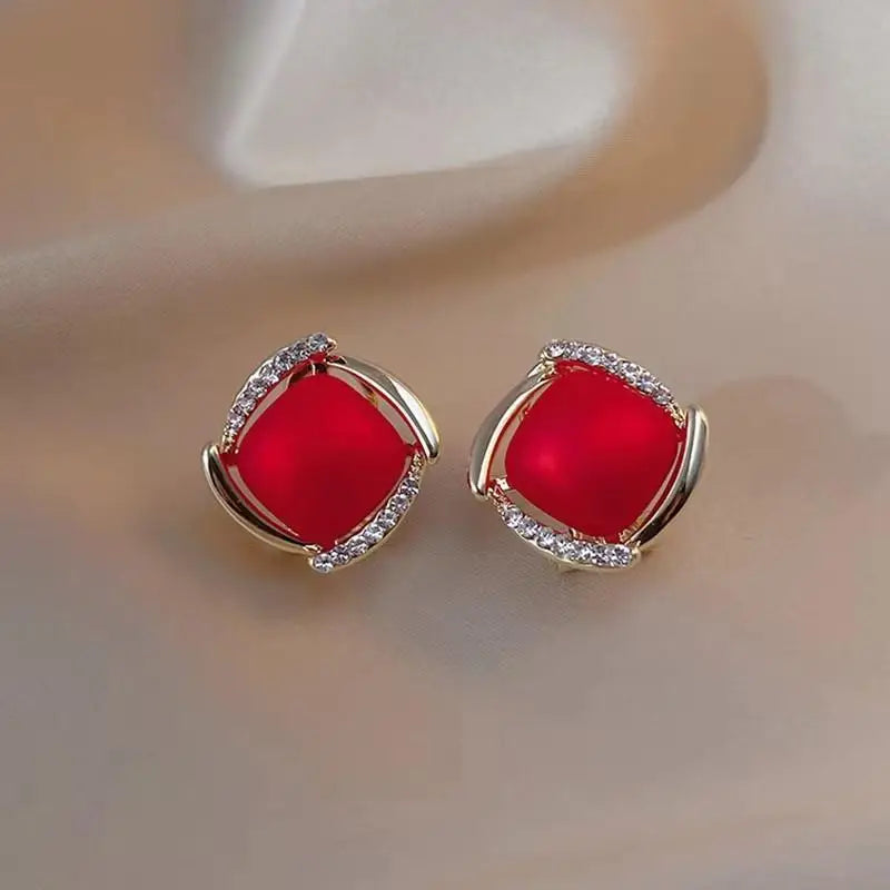 925 Silver Needle Korean Fashion Crystal Pearl Earrings For Women Jewelry 2025 Trending French Red Green White Flower Earrings
