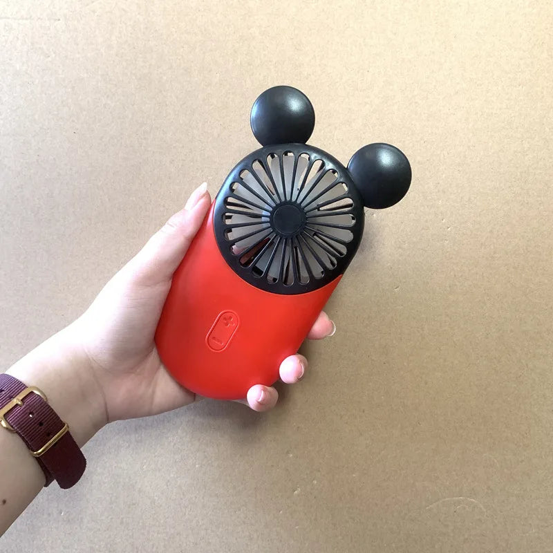 Kawaii Disney Mickey Mouse Handheld Fan Cartoon Usb Charging Small Fan Mini Portable Pocket Handheld Fan Led Light Birthday Gift