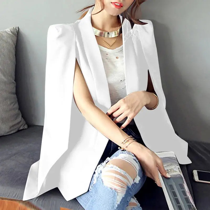 ZANZEA 2024 Summer Office Solid Cape Women Lapel Cloak Blazer Fashion Split Sleeve Coat Casual OL Black Suit Jacket Workwear