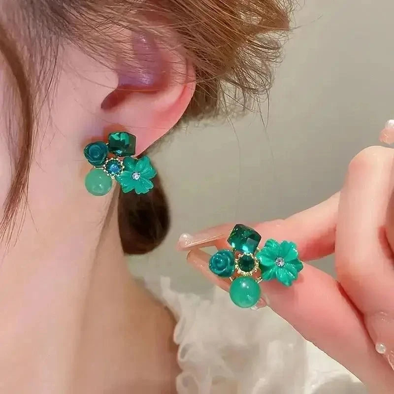 925 Silver Needle Korean Fashion Dream Colorful Crystal Earrings For Women Jewelry 2025 Trending Luxury Cube Sugar Stud Earrings