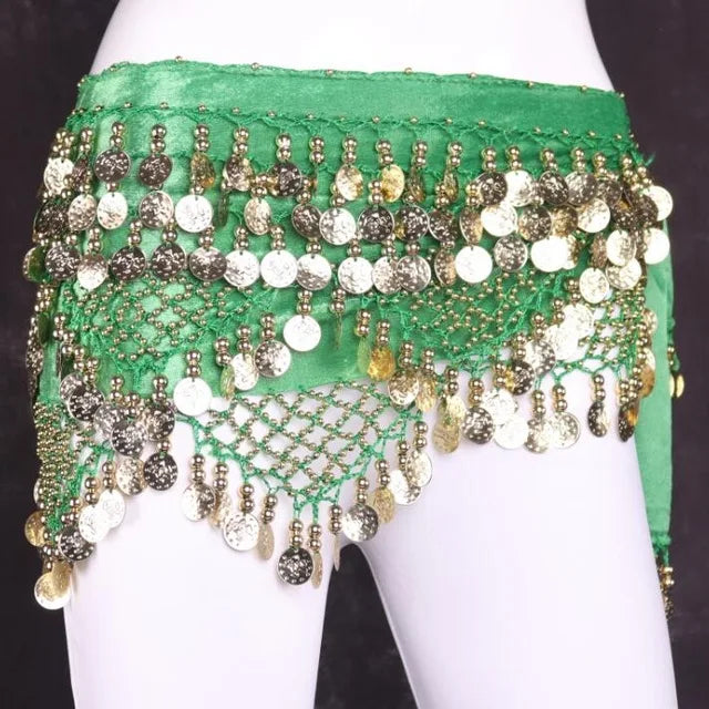New Style Top Selling Belly Dance Waist Chain Hip Scarf Bellydance Coins Belt Dancing Waist Belt Dancer's Accessories