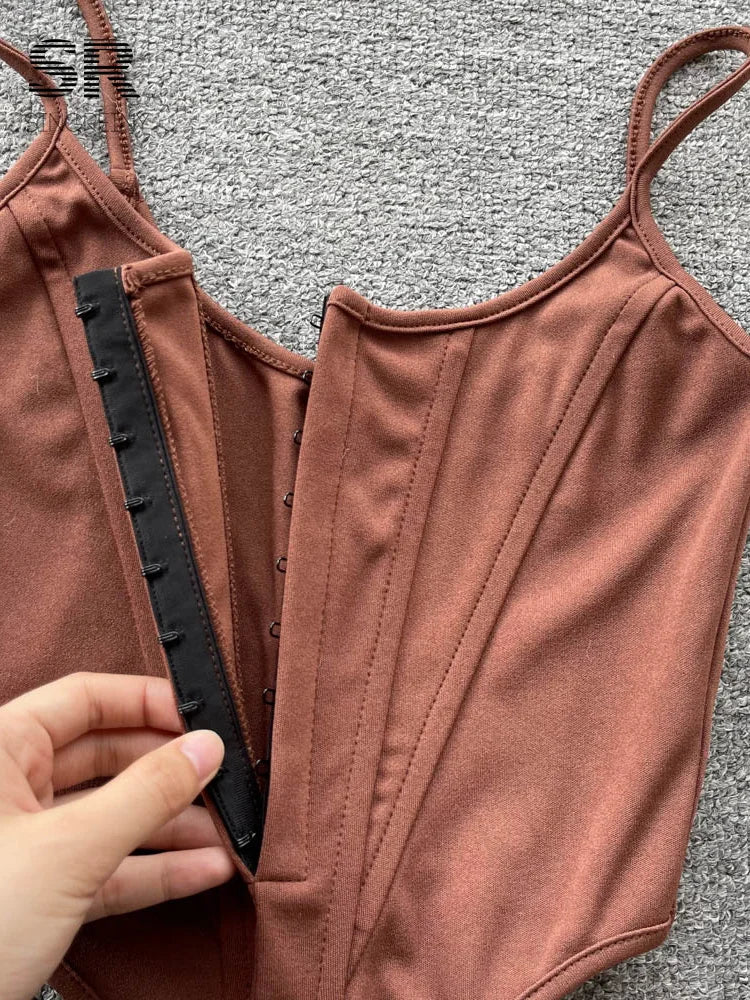 SINGREINY Patchwork Slim Camisole Women Backless Strap Y2K Crop Top Zipper Streetwear Ladies Fashion Sexy Club Summer Tank Top