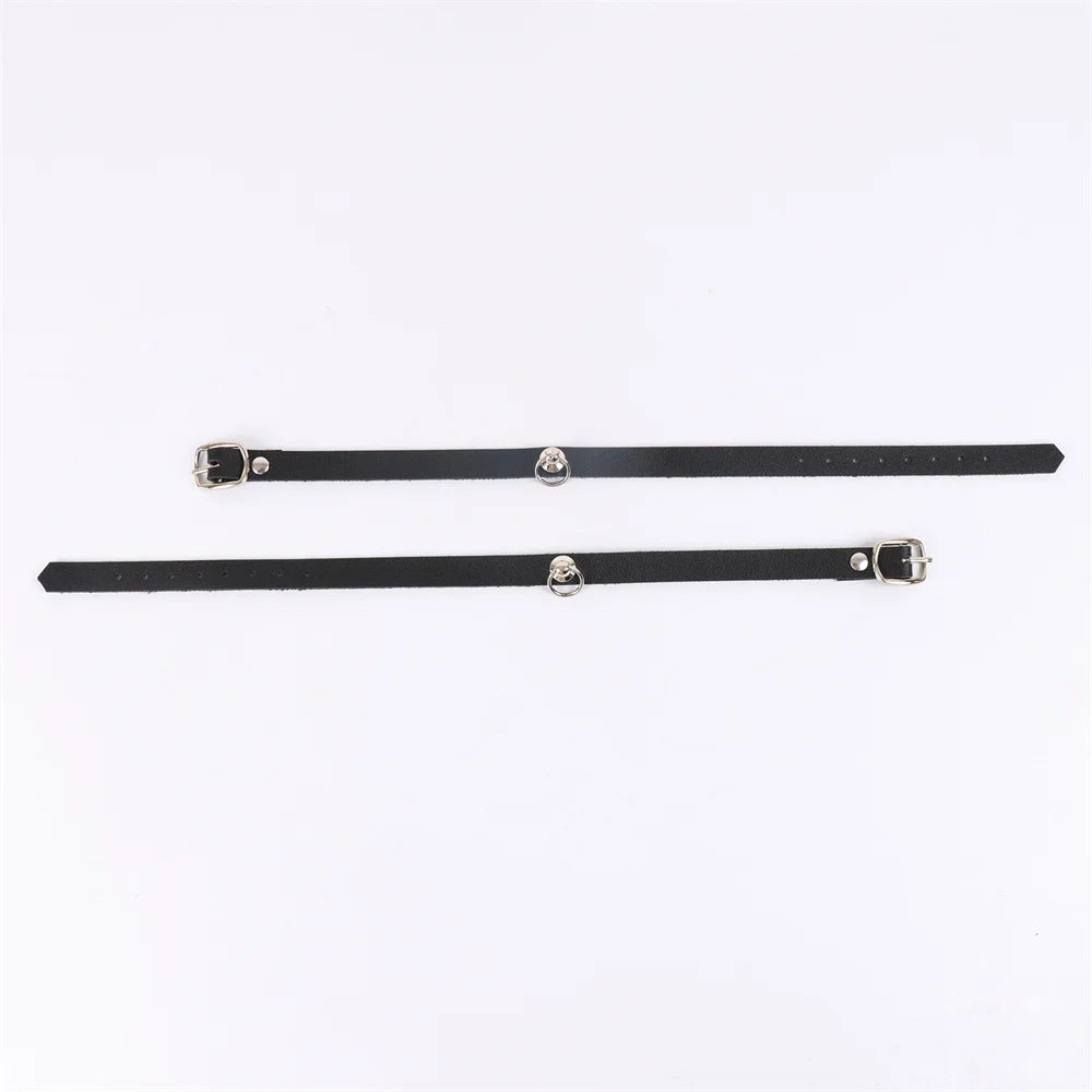 Ankle Belt Black O-Ring Ankle Punk Leather Feather Anklet Men's Women Alloy Pendant Accessories YK2 Ankle Belt