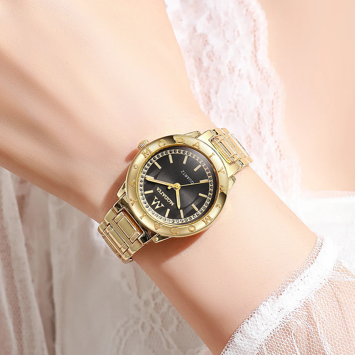 Luxury Elegant Watch for Women Gold Watch Fashion Ladies Quartz Diamond Wristwatch Female Wristwatch Reloj Mujer