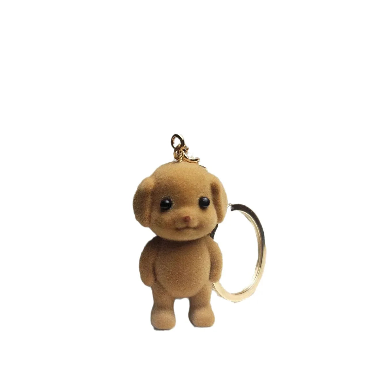 森の家族のフロッキング犬キーホルダーかわいいフロックされた小さなプードル動物キーリングバッグペンダントバックパックチャームアクセサリー卸売