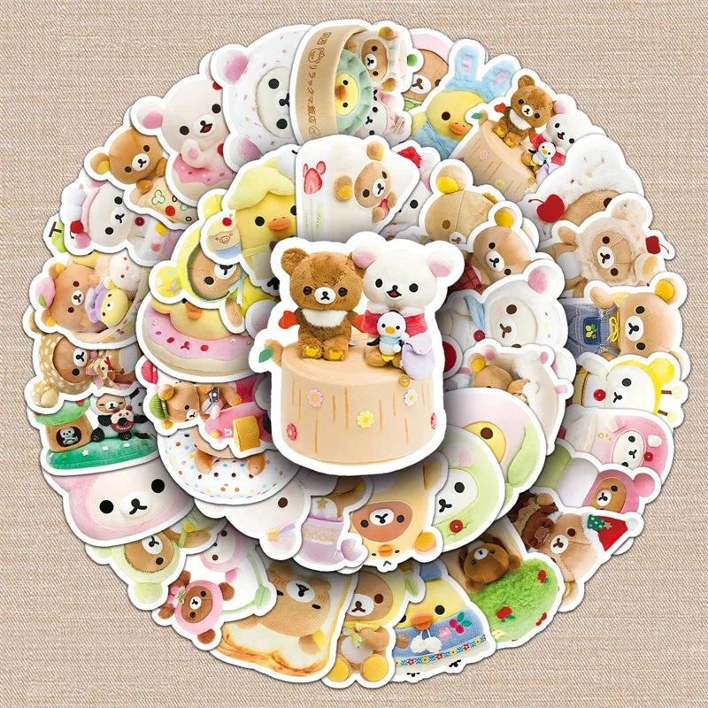かわいいリラックマステッカー 54枚セット アニメ 漫画 クマ かわいい スクラップブッキング ステッカーブック デコレーション 防水