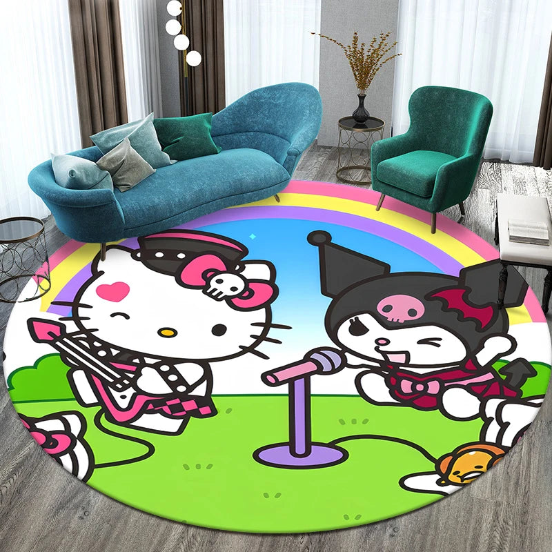 Sanrio Kuromi Printed Pattern Circular Carpet,Bedroom Decorative Rug,Use Non-slip Floor in Living Room,Bathroom,Kitchen,Door Mat