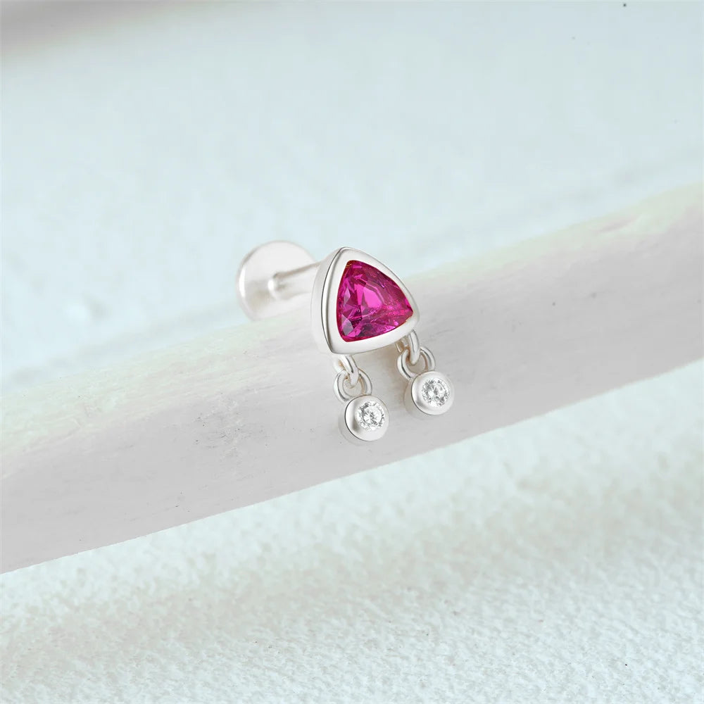 Aide 925 Sterling Silver 1pc Geometry Multi Piercing Stud Earrings For Women K Gold Simple Elegant Tassel Jewelry Gift Pendiente