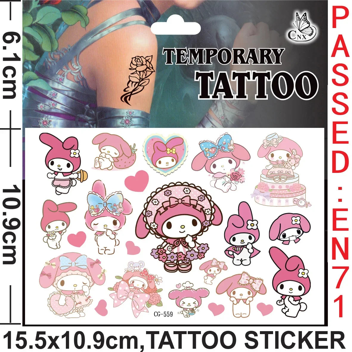 Sanrio series Tattoo Stickers Waterproof Cute Sticker Anime Birthday Party Supplies Decoration For Kids Women Men Gift