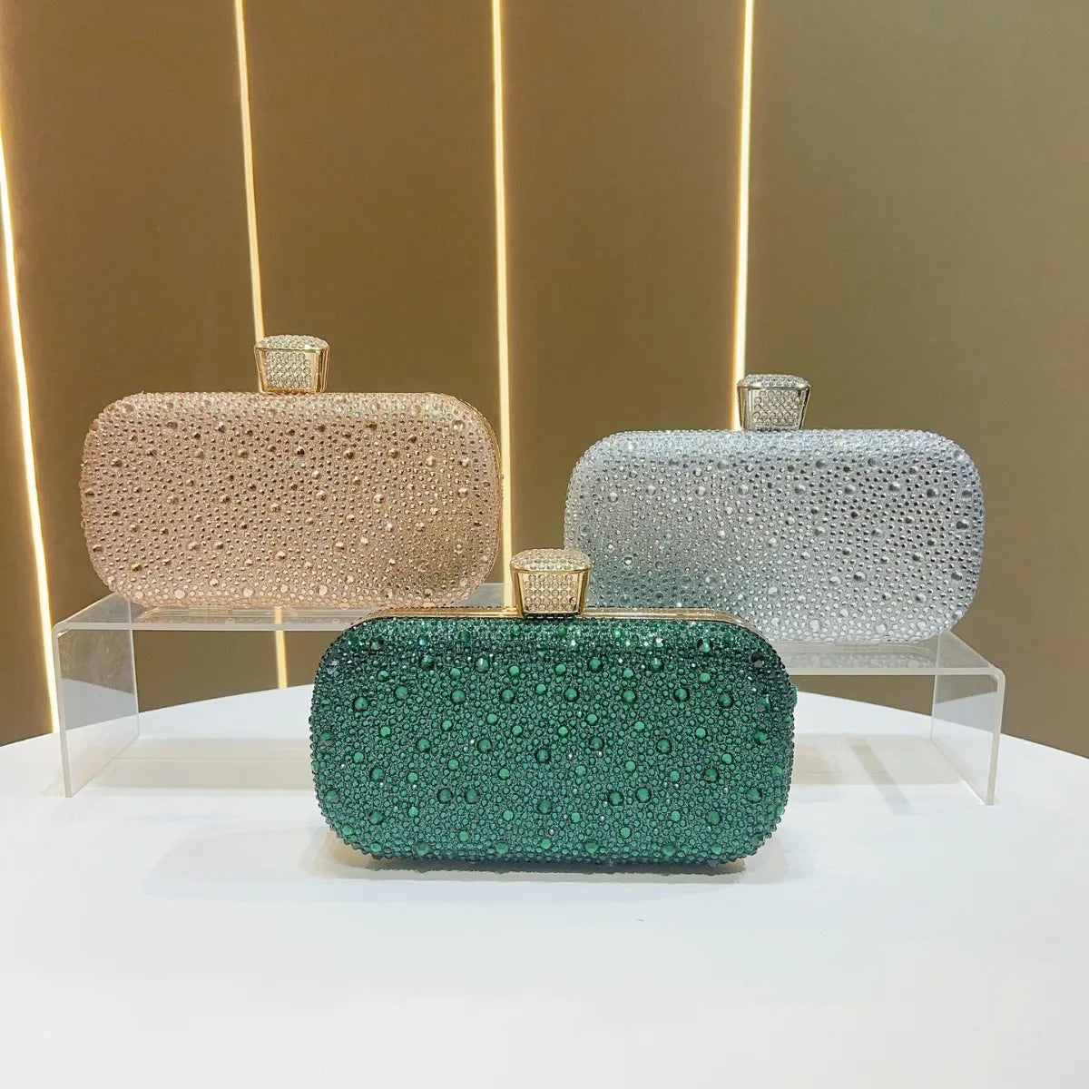 Luxury Shiny Evening Clutch Bag for Women Elegant Glamorous Party Purse Fashion Designer Handbag Glitter Prom Wedding Clutch
