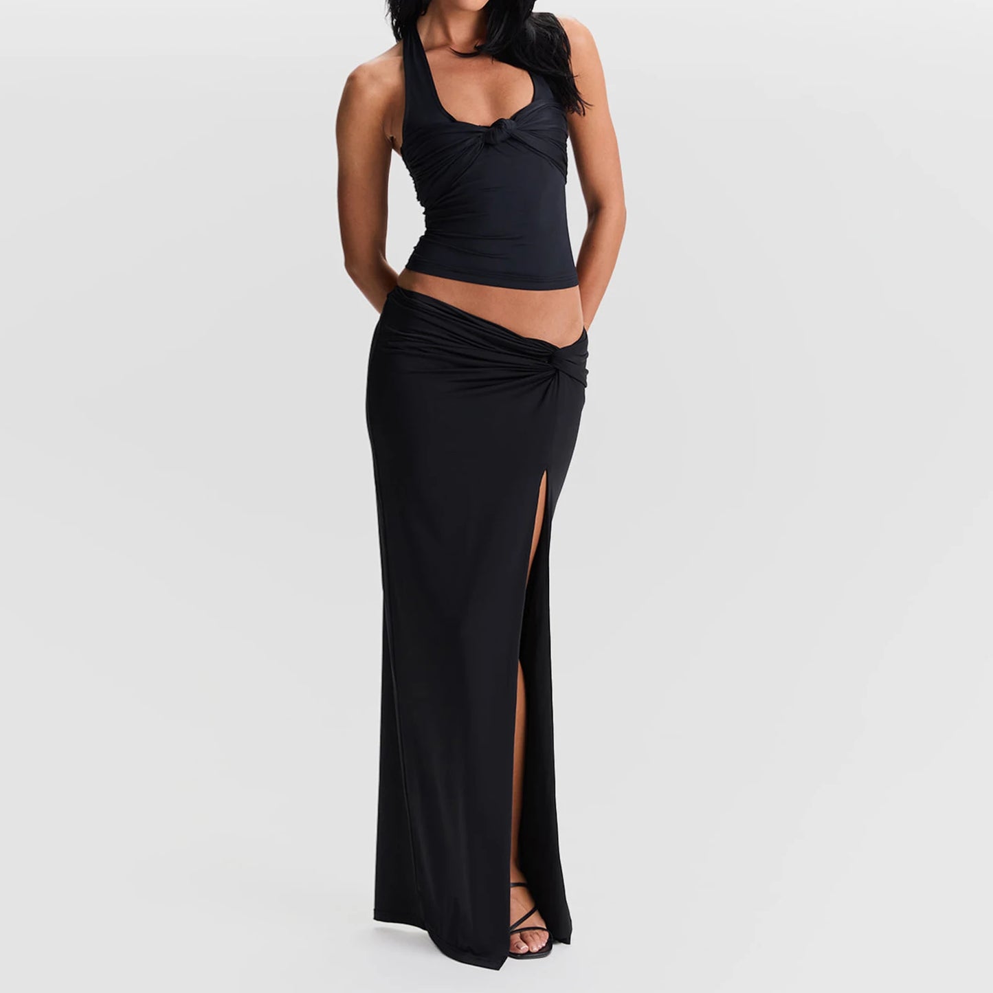 Women Knot Front Shirts Halter Neck Tank Tops Fashion Crop Top Female Sexy Streetwear Sleeveless Dressy Tops Clubwear Vest