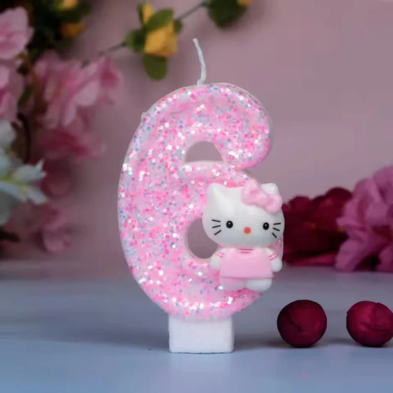 Sanrio Cute Hello Kitty Fun Digital Candles Creative Kawaii Cartoon Pattern Party Decoration Supplies Birthday Cake Accessories