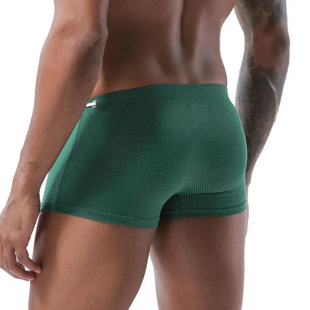 Summer Men Swim Shorts Low-rise Swimwear Beach Tight Swimming Trunks With Waist Tie Swimsuit Sports Surf Shorts Trunks 남자 수영복