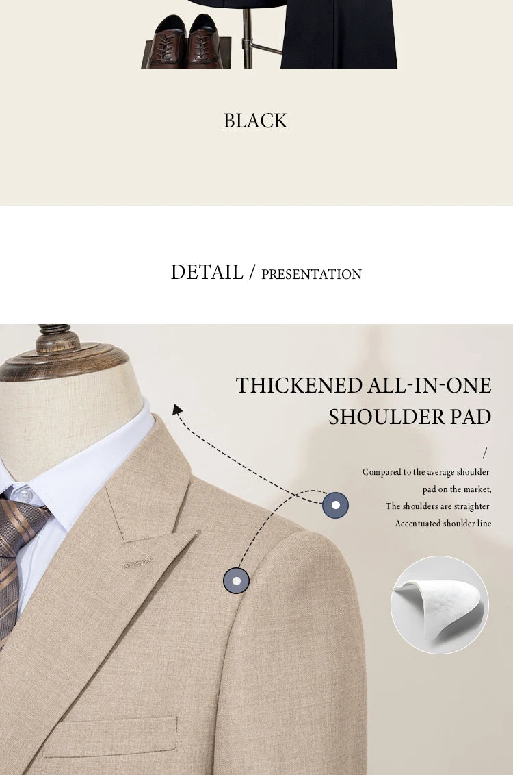 ST Cassy Elegant man suit for wedding peach Slim Fit Double Breasted Multiple buttons Casual Business man 2 piece outfit set