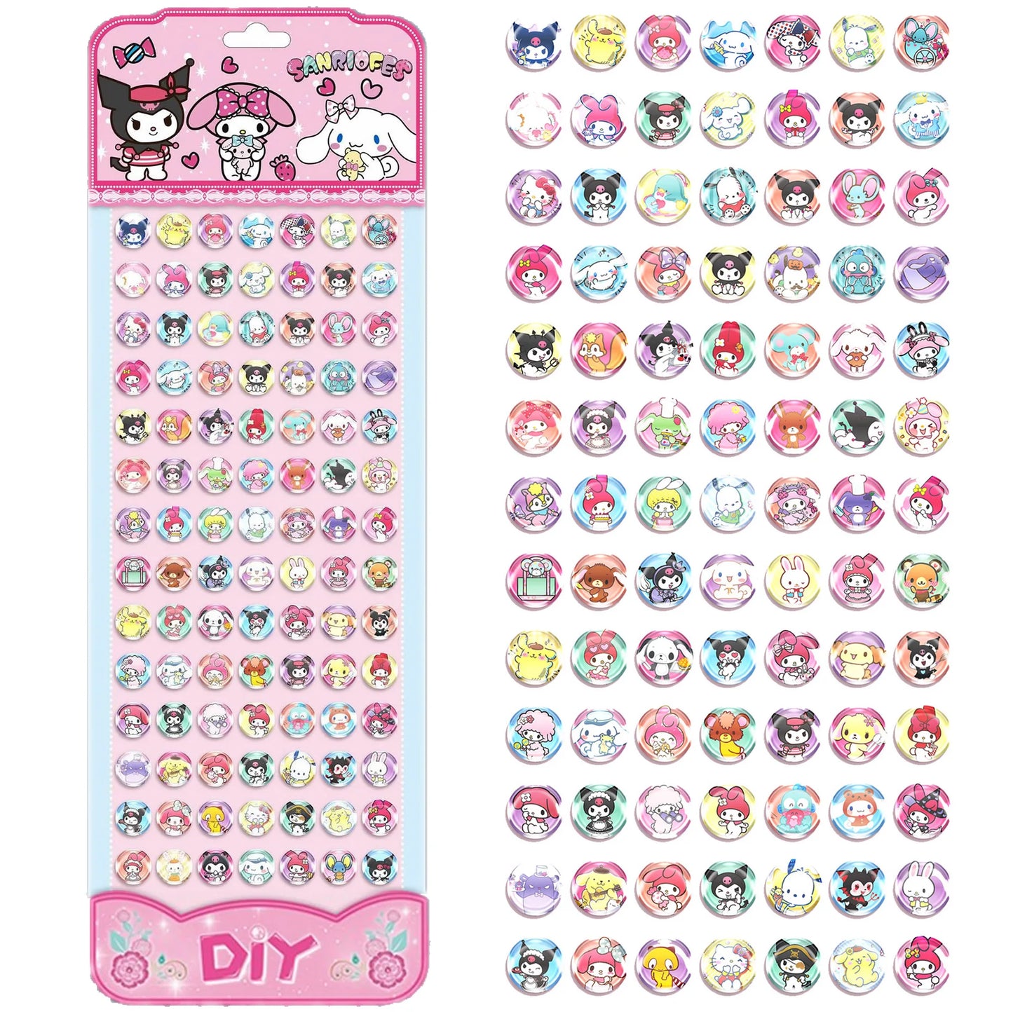 3D Hello Kitty Gemstone Stickers Cartoon 98 Kuromi Sanrio My Melody long card Diamond Sticker For Kids Child&Girls Cute Toy Gift