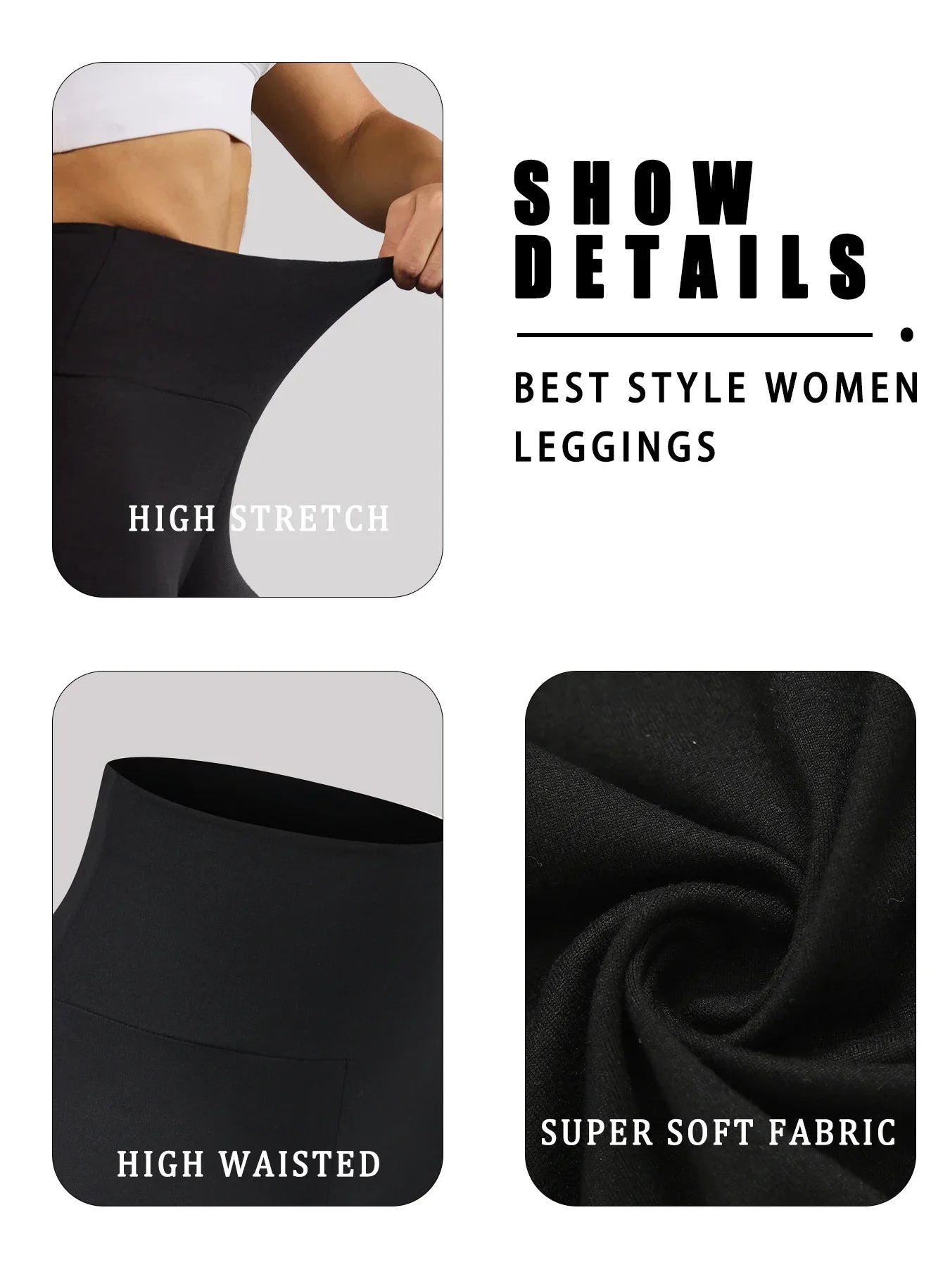 3 Pack Women's Super Soft Leggings High Waisted Tummy Control No See Through Workout Yoga Running Athletic Push Up Gym Leggings