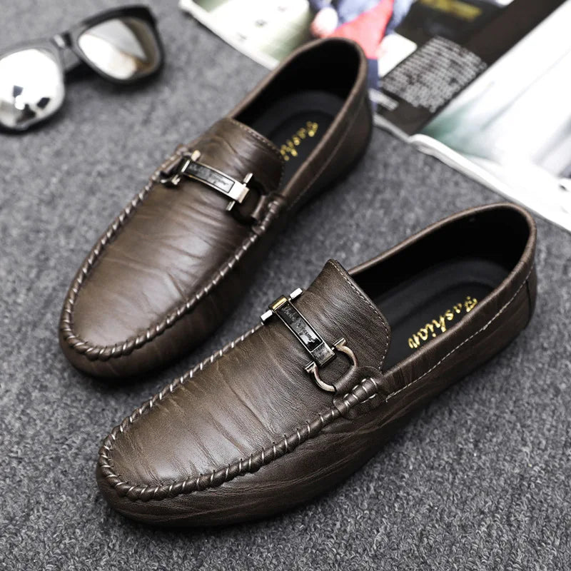 Men Loafers Shoes for Men Luxury Business Dress Shoes Comfy Slip-on Drive Moccasins Footwear Male Brand Leather Boat Shoes Men