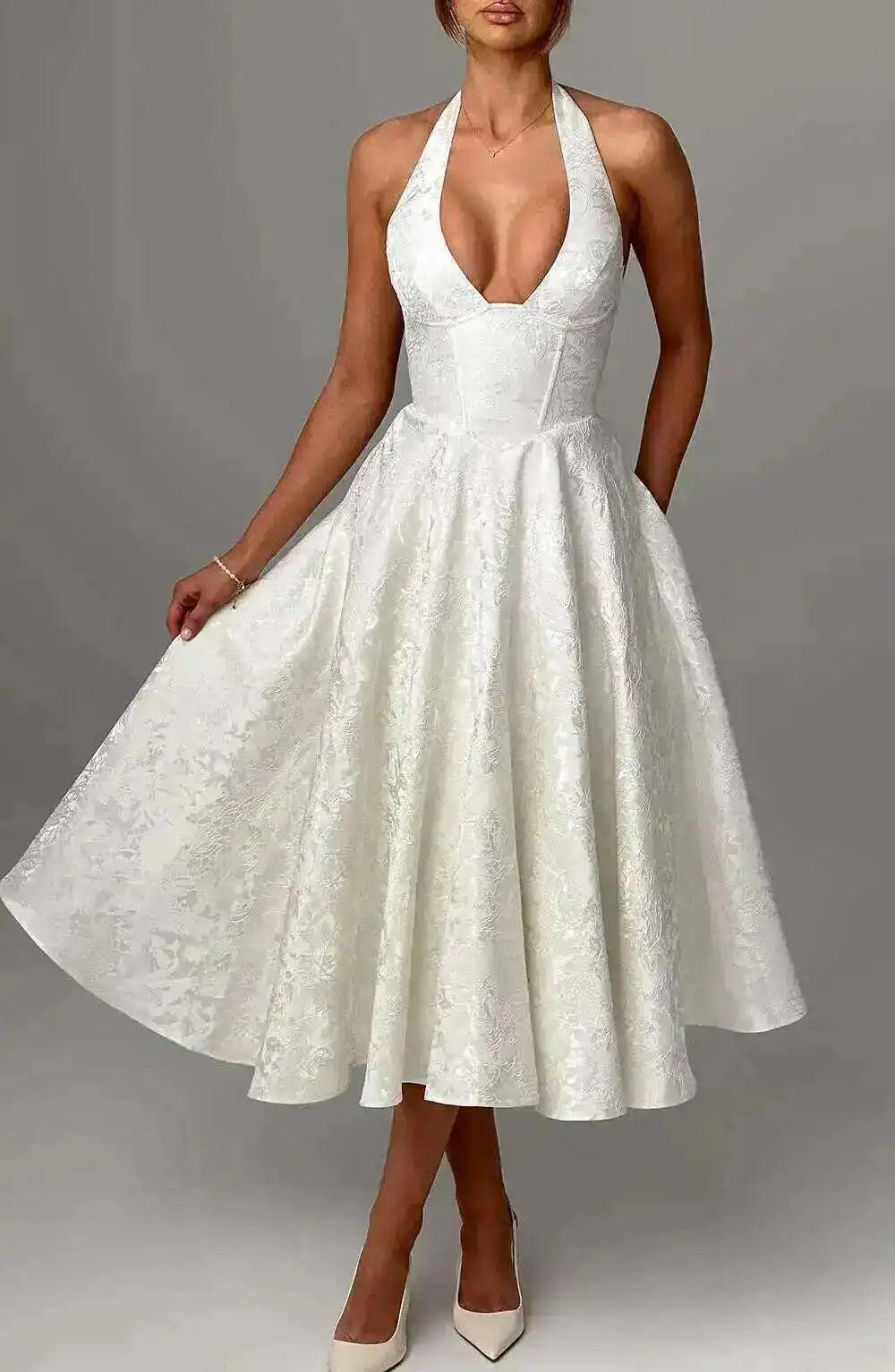 Giyu Club Evening Party Dresses Women 2025 Summer Sexy Bow Halter Long Dress Elegant Jacquard Lace Up Backless Birthday Robe
