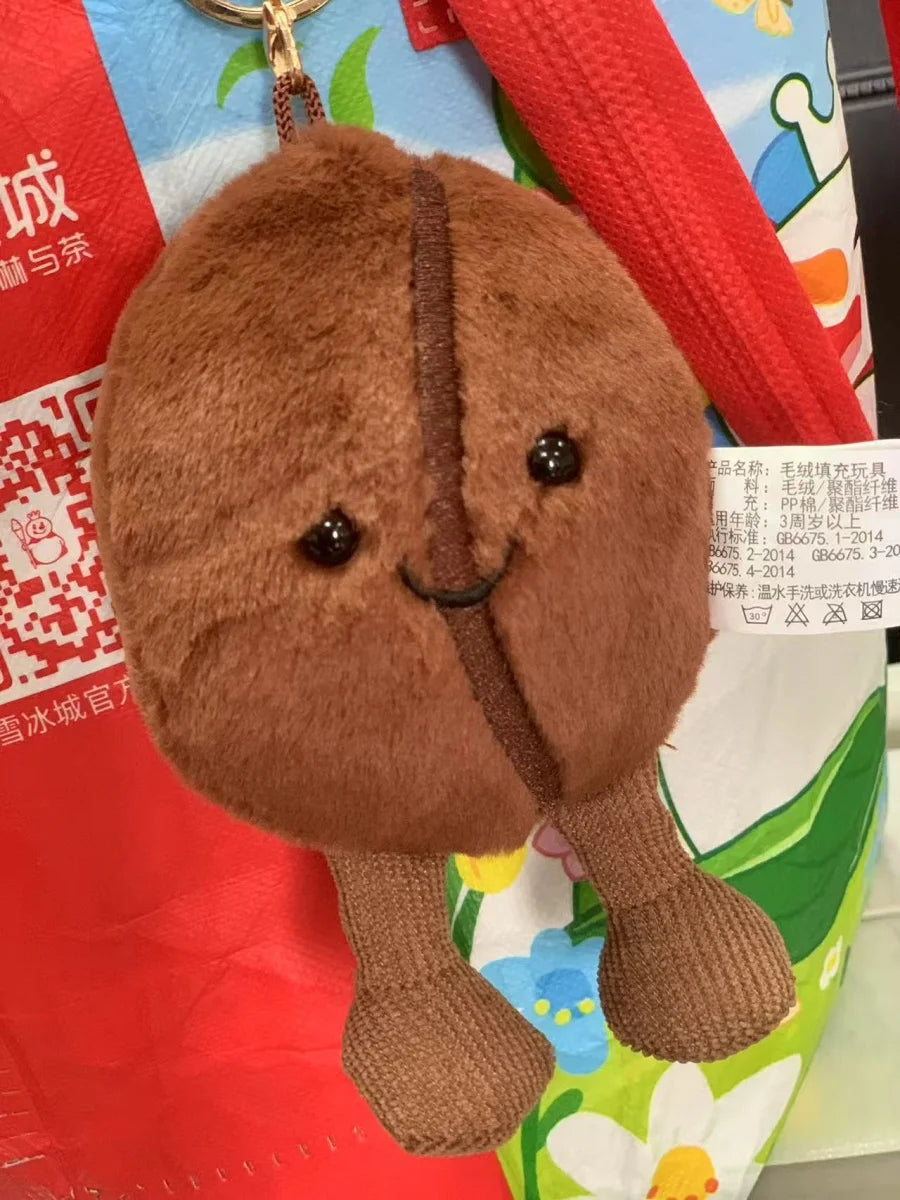 Jellycat コーヒー豆バッグペンダント 漫画ぬいぐるみ 笑顔のコーヒーフードぬいぐるみ かわいいキーチェーン ソフトドール 誕生日プレゼント 女の子