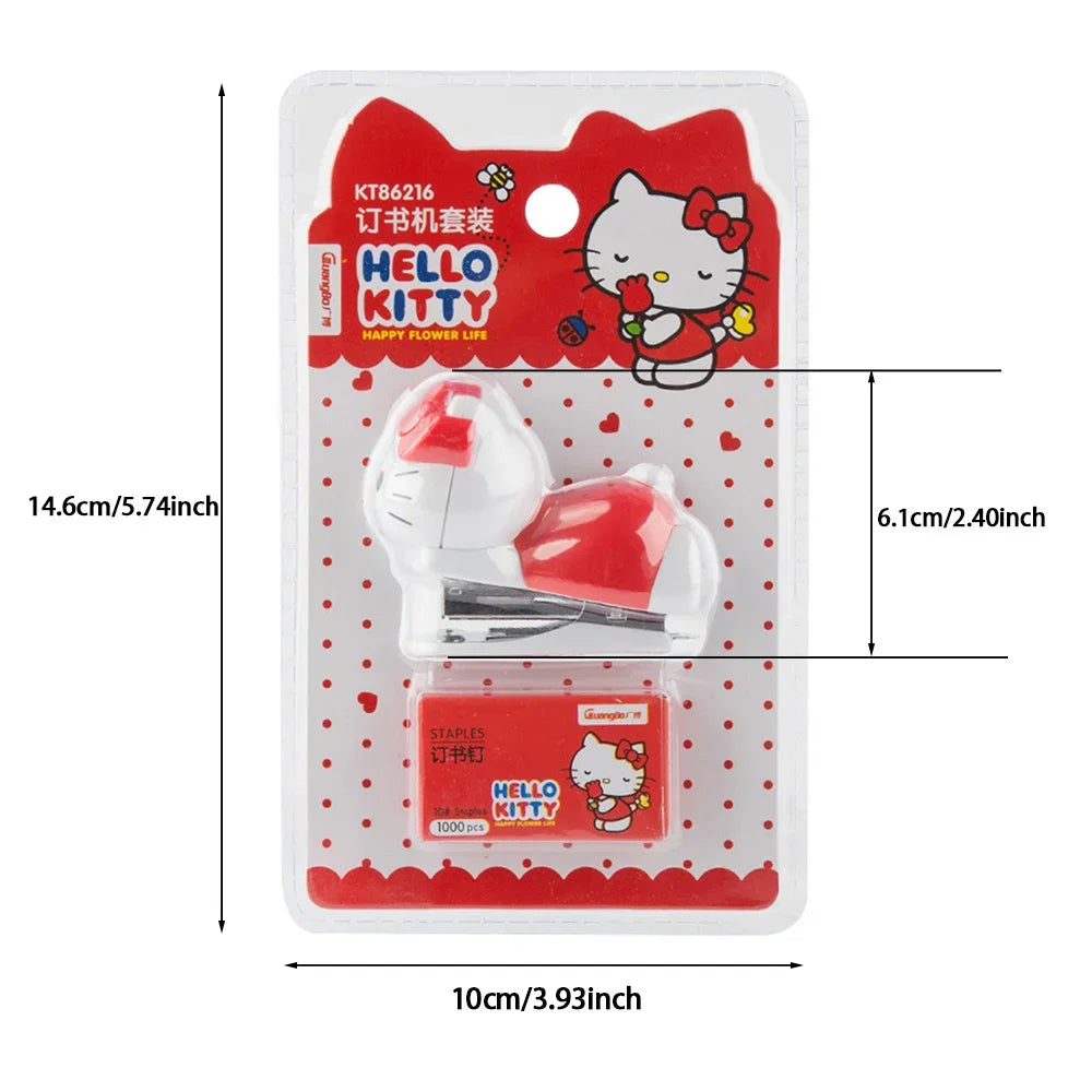 Kawaii Cartoon Anime Hello Kitty Stapler Stapler Set Student Stationery Cute Fashion Multi Functional School Office Binding Tool